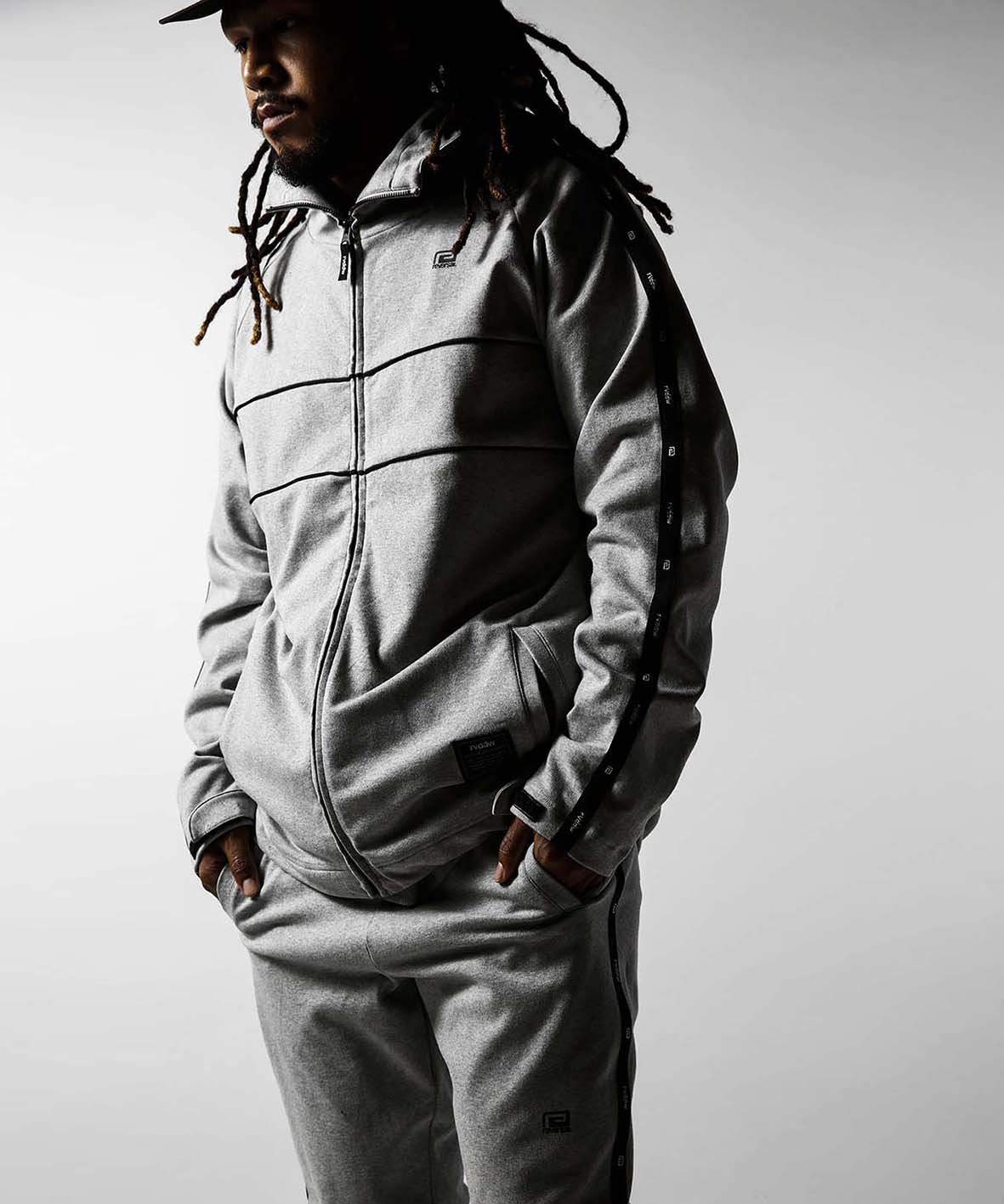 Urban Sweat Zip Hoodie Sweatshirt in Black and Ash Gray